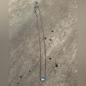 Kendra Scott Tess Dichroic Glass Silver Tone Necklace NWOT